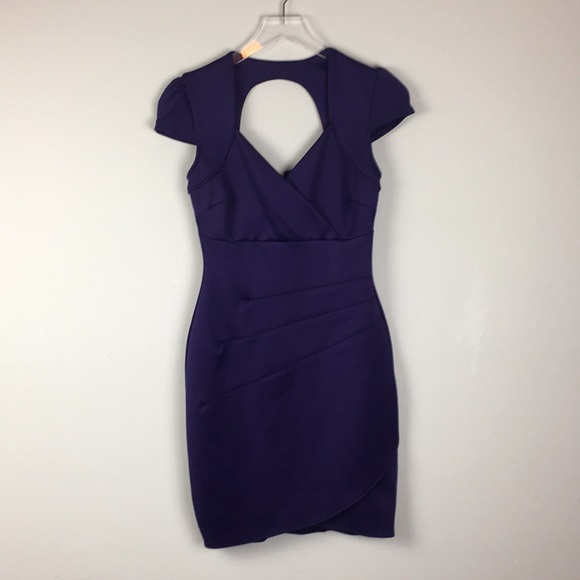 Guess Purple Keyhole Back Fitted Formal Dress Sz 2 - Picture 2 of 5